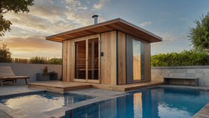 Finnish Sauna beside villa pool - Sisu Saunas Thailand0001