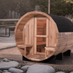 Barrel Sauna with Half-Viewing Window | Dual Porch | Sisu Sauna
