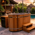 "Sanuk" Oval Ice Bath Plunge outside of Thai Villa